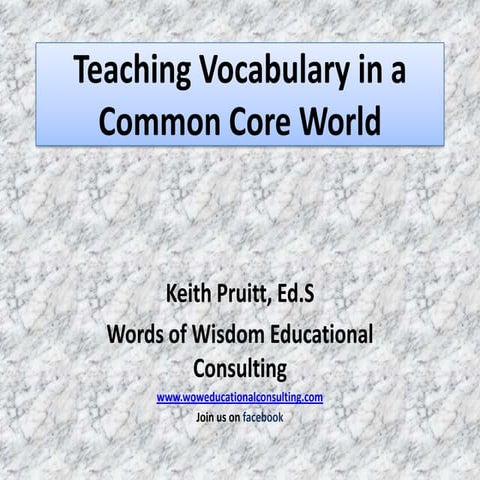Teaching vocabulary in a common core world