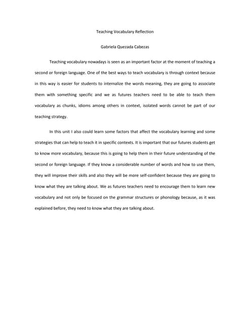 Teaching Vocabulary Reflection Pdf Teaching Vocabulary Reflection Pdf