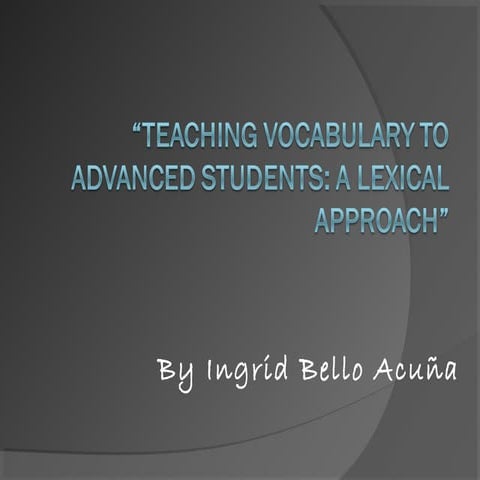 Teaching vocabulary to advanced students
