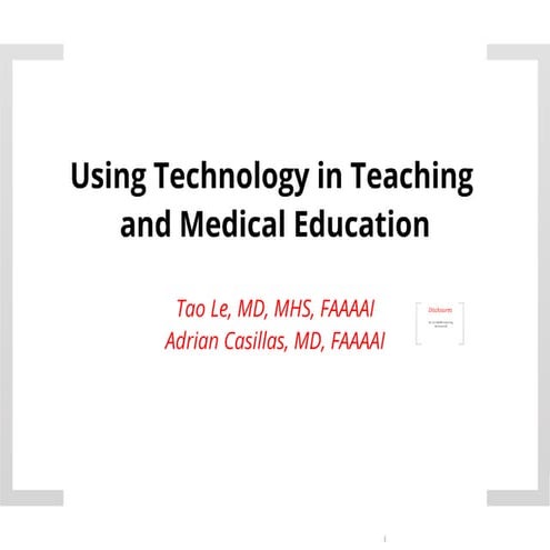 Teaching with Technology in Medical Education