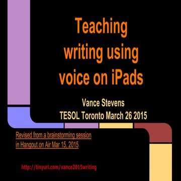 Teaching Writing using Voice on iPads