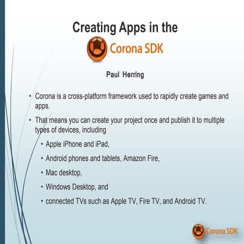 TeachMeet: Authentic Learning & The Corona SDK