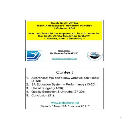 TeachSA Panel discussion