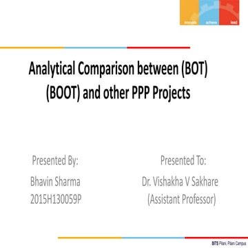  Analytical comparision of BOT,BOOT and PPP models