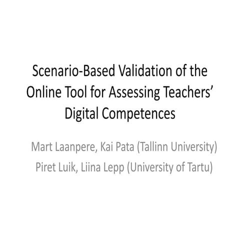 Scenario-Based Validation of the Online Tool for Assessing Teachers’ Digital ...