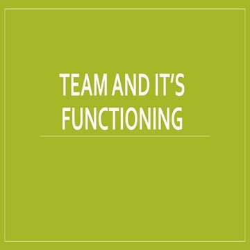 Team & It's Functions