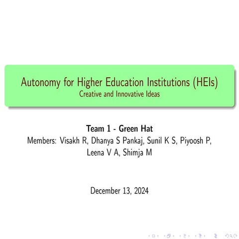 Team presentation on higher education institutions