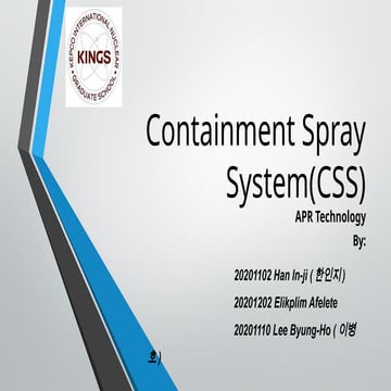 Comprehensive Overview of Containment Spray System (CSS) in APR1400 ...