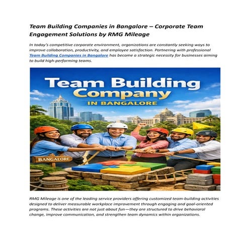 Team Building Companies in Bangalore – Corporate Team Engagement ...