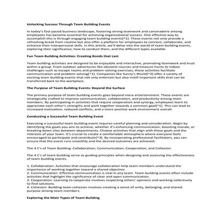 The Importance of Team Building | PDF