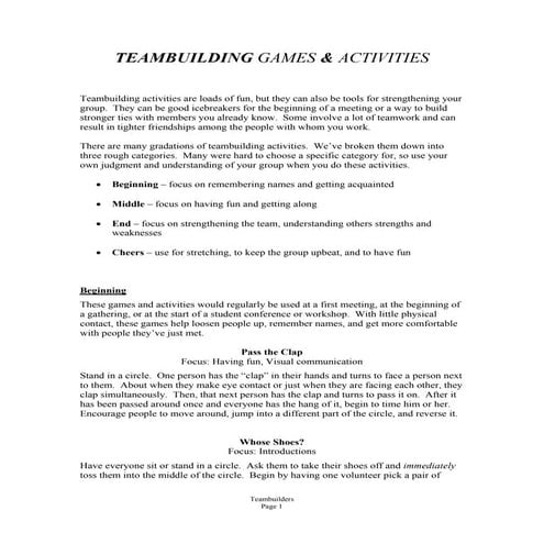 Team Building Games Outbound Training