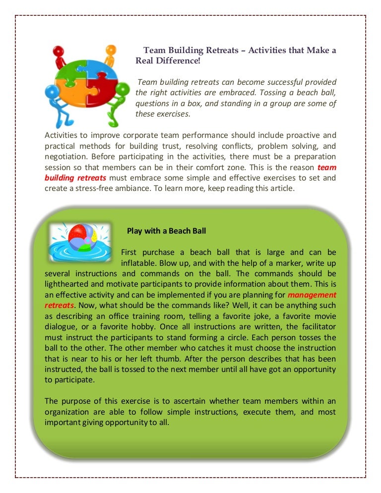 Team Building Retreats Activities that Make a Real Difference!