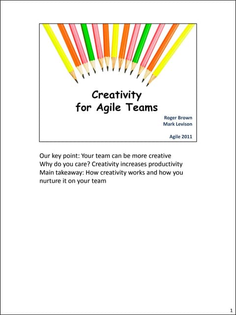 Creativity for Agile Teams
