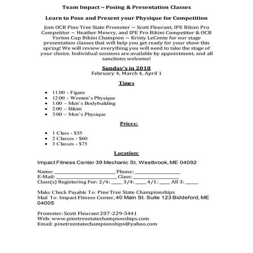 Team Impact ~ Posing & Presentation Classes