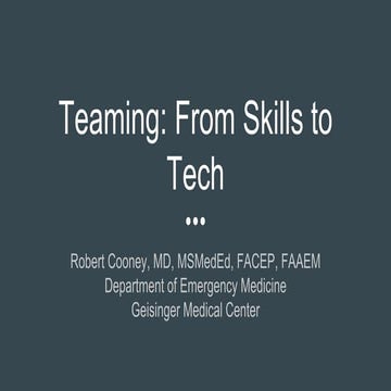 Teaming: From Skills to Tech