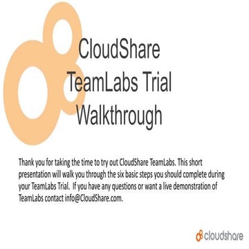 CloudShare TeamLabs Walkthrough