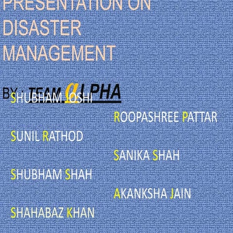 DISASTER MANAGEMENT
