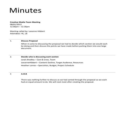 Team meeting two   minutes (1)