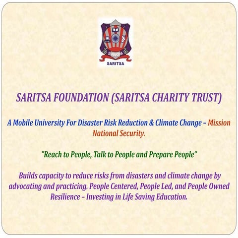 Team of saritsa sensitizes preparedness for disasters as a karma (duty) of everyones