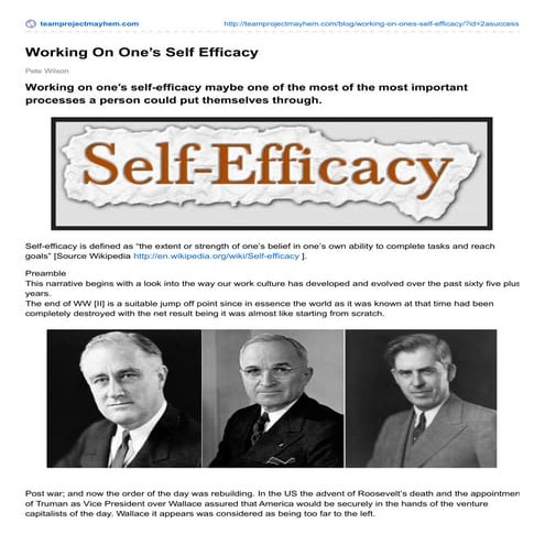 Working On One’s Self Efficacy