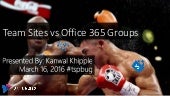 Office 365 Groups vs Team Sites 