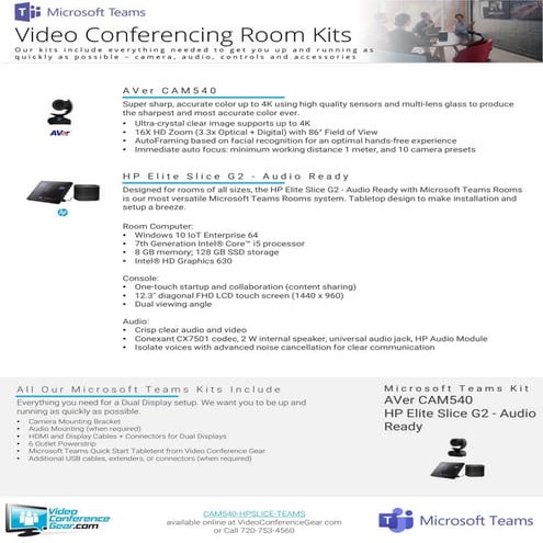 Microsoft Teams Kits from Video Conference Gear featuring the AVer CAM540 and...