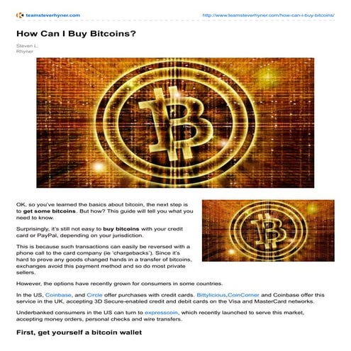 HOW CAN I BUY BITCOINS?