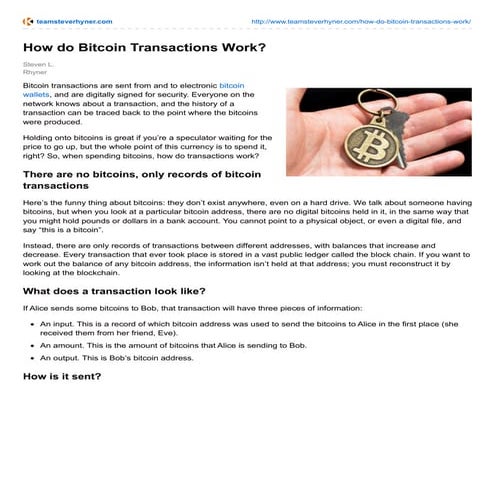 HOW DO BITCOIN TRANSACTIONS WORK?