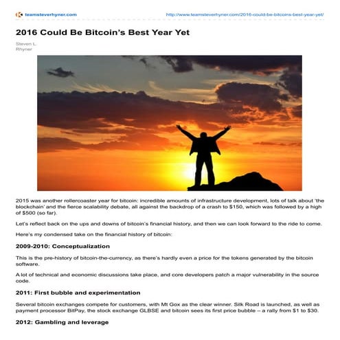 2016 COULD BE BITCOIN’S BEST YEAR YET