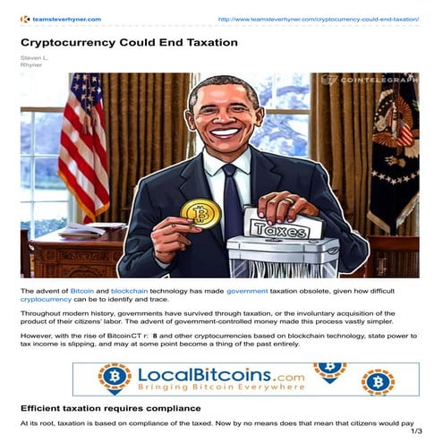 CRYPTOCURRENCY COULD END TAXATION