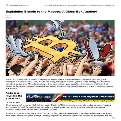 EXPLAINING BITCOIN TO THE MASSES: A GLASS BOX ANALOGY