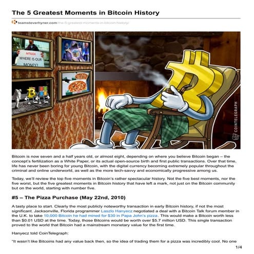 THE 5 GREATEST MOMENTS IN BITCOIN HISTORY