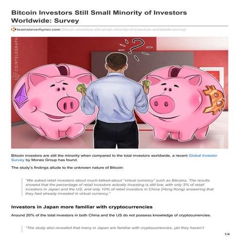 BITCOIN INVESTORS STILL SMALL MINORITY OF INVESTORS WORLDWIDE: SURVEY
