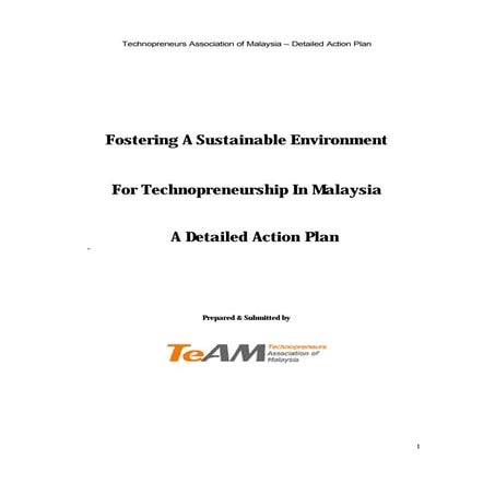 TeAM White Paper & Action Plan - Fostering Technopreneurship | PDF