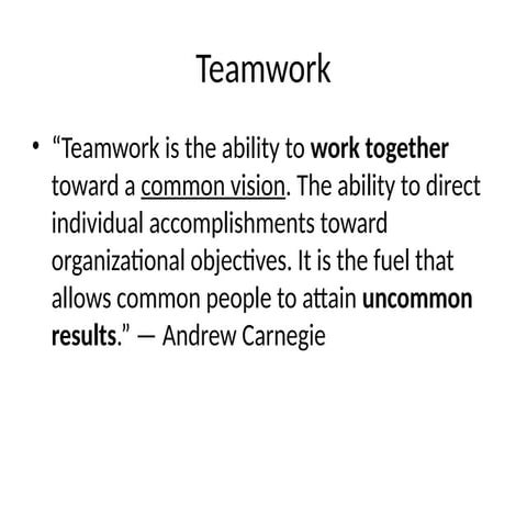 Teamwork SLide for the employability for GED 400