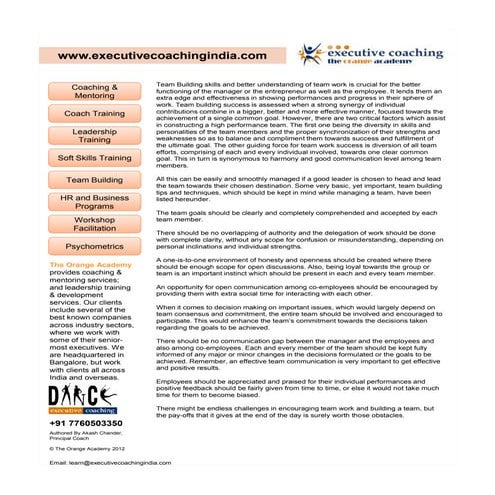 Team Work And Team Building