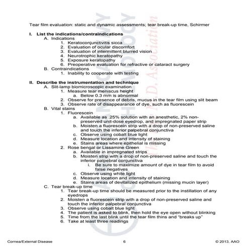 Tear function tests | PDF