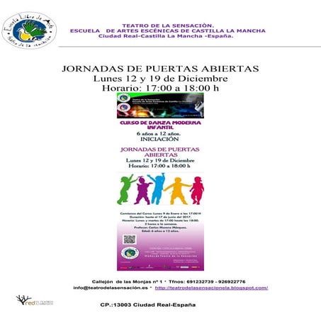 Teatro de la sensacion danza moderna infantil-jornadas de puertas abiertas