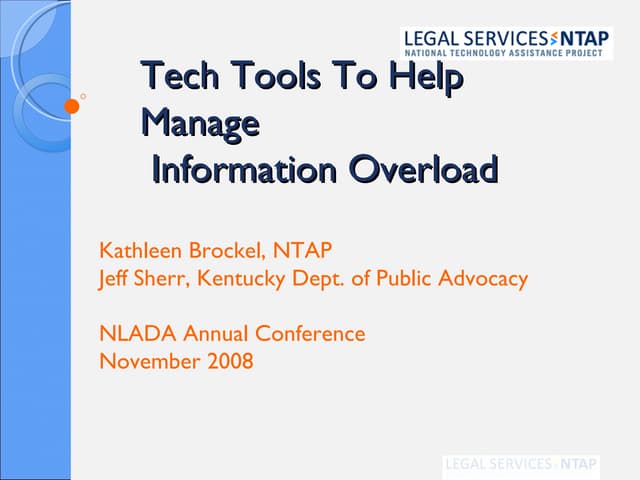 Tech Tools To Help Manage Info Overload - Kathleen Brockel's presentation