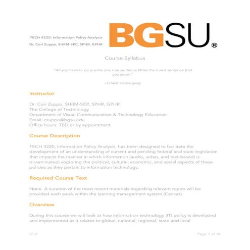 Information Policy Analysis Syllabus | PDF