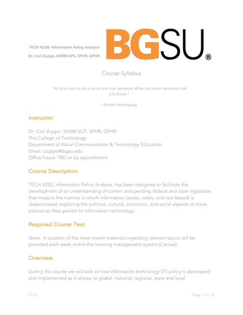 Information Policy Analysis Syllabus