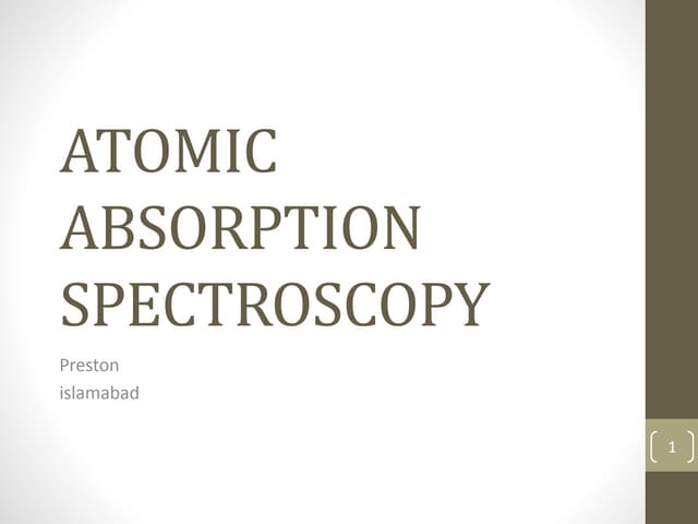 ATOMIC ABSORPTION SPECTROSCOPY
