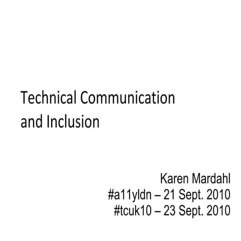 Technical Communication and Inclusion