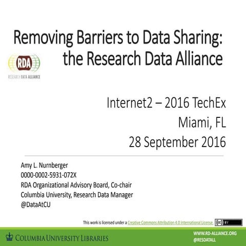 Removing Barriers to Data Sharing: the Research Data Alliance