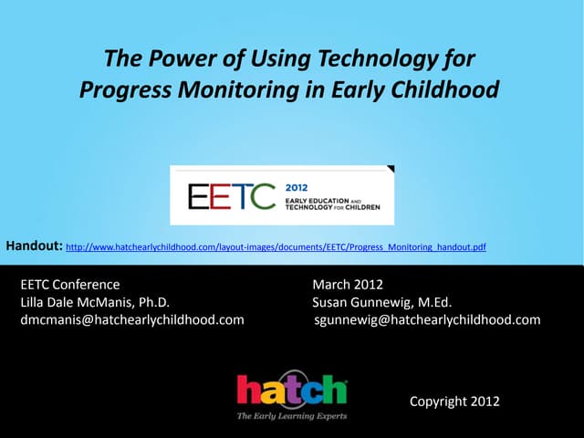 Technology For Progress Monitoring EETC 2012 PPT Technology For Progress Monitoring EETC 2012 PPT