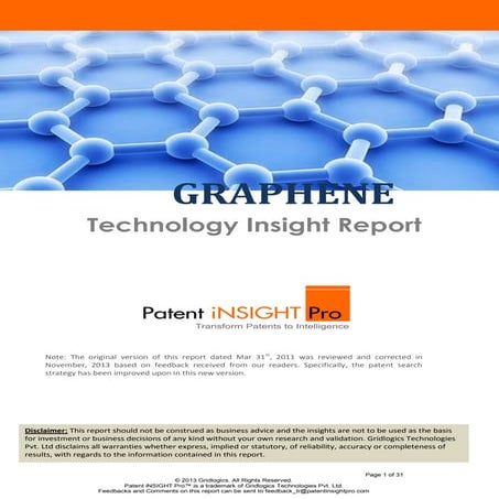 Graphene - Patent analysis report