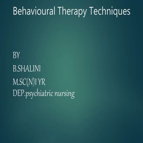 Techiques of behavior therapy
