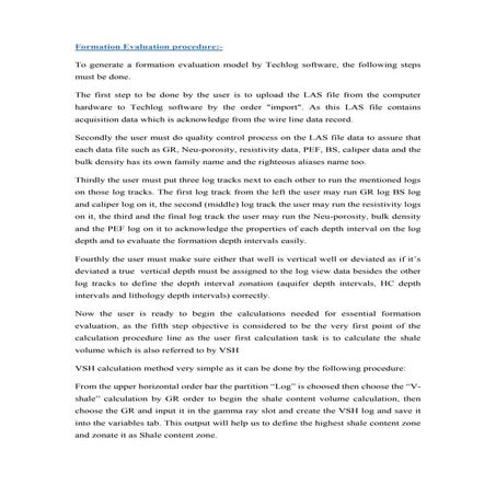 Techlog formation evaluation simple processure