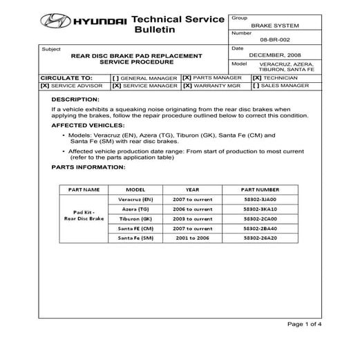 Tech'l service bulletin   brake servicing (noisy rear disc)