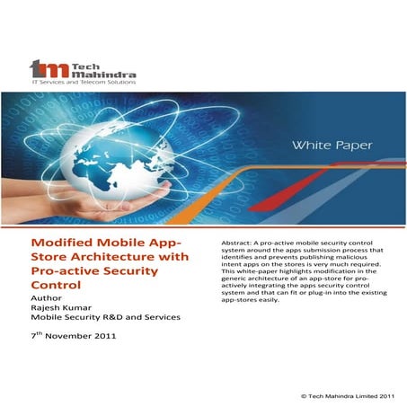 Tech mahindra whitepaper modified mobile app store architecture with pro acti...